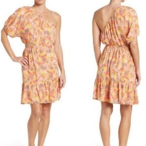 19 Cooper Floral One Shoulder Dress Cut Out Womens XS